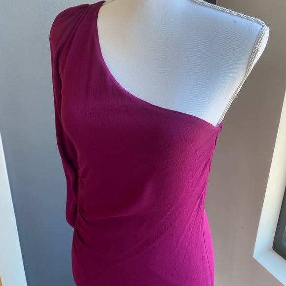 Cynthia Vincent Ruched One Shoulder Cocktail Dress - Picture 4 of 13
